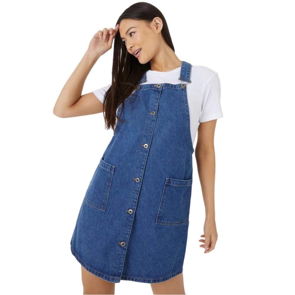Jack Wills NWT Women's Mid Indigo Wash PATSY Denim Mini Pinafore Dress, Size 8